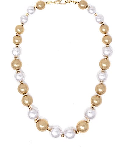 16" Mixed-Metal Graduated Bead Necklace