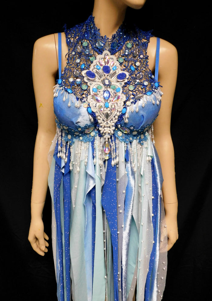 32B Ready to Ship Whimsical Blue Lace Water Fairy Babydoll Dress Bra Costume