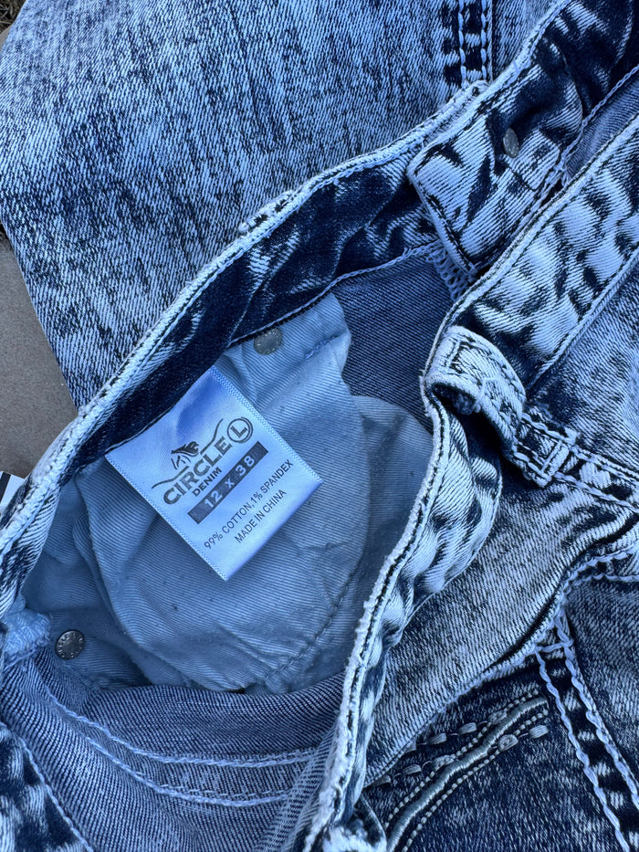 CIRCLE L ACID WASH JEANS 12/38