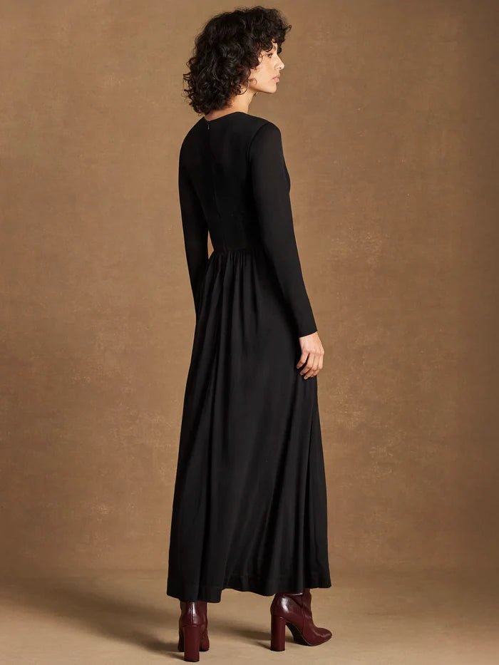 Black Seamed Bodice Jersey Dress
