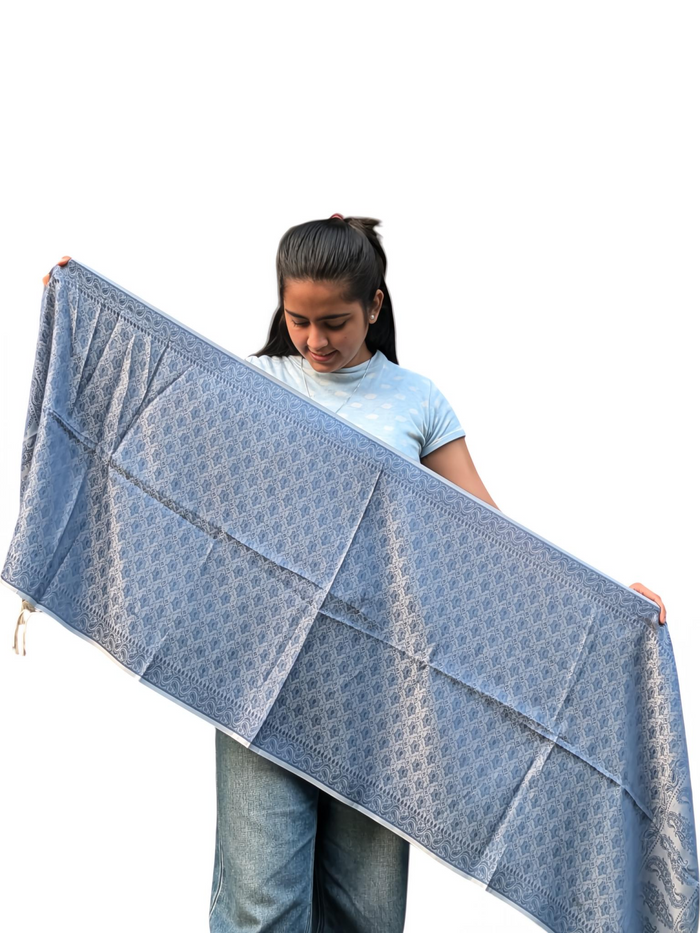 Blue Viscose Printed Dupatta | Soft Lightweight Ethnic Wrap - Mojopanda Organic Store