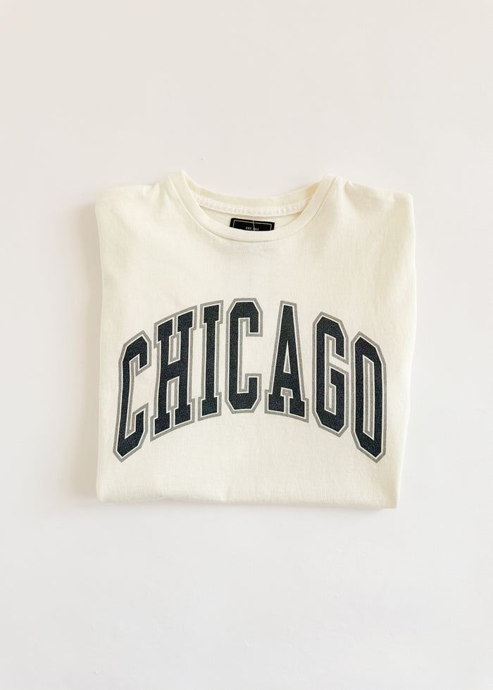 Chicago Varsity Heavyweight Crop Tee - Black & Silver