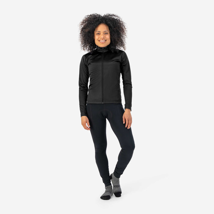 Rogelli Core fietsshirt dames zwart lange mouw gedragen totaalshot.