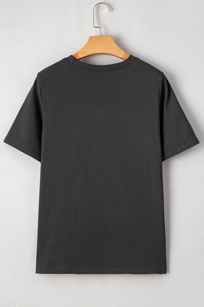 Dark Grey RISE WITH THE SUN Western Fashion Graphic Tee - Tops/Tops & Tees