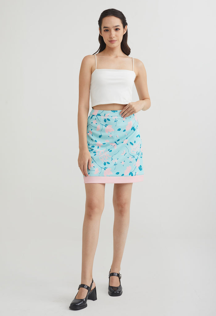 Fine China A-Line Contrast Trim Skirt