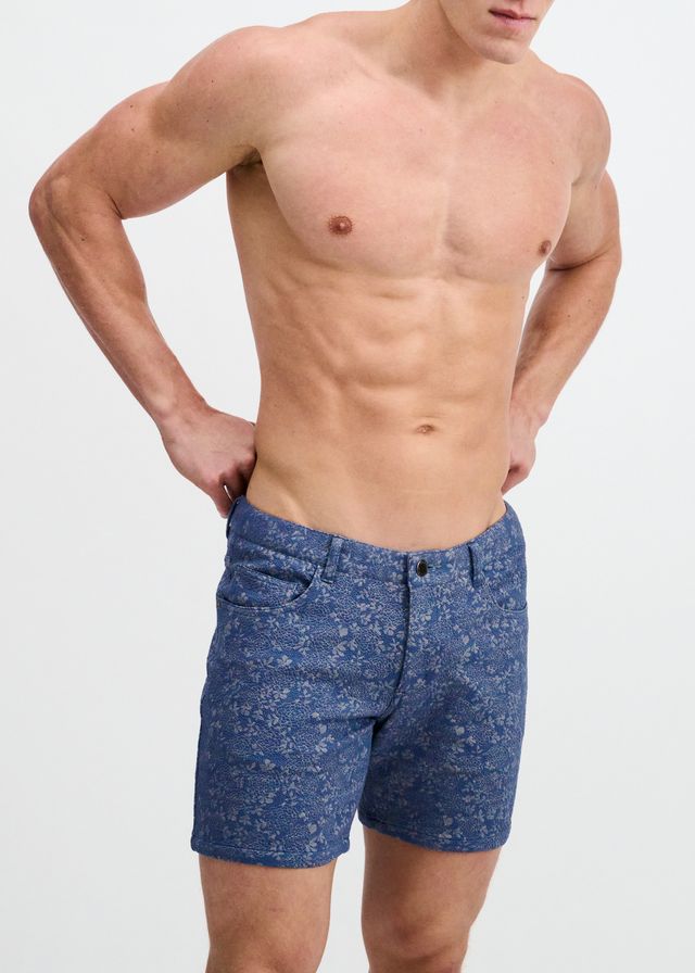 FLORAL JAQUARD STRETCH KNIT SHORTS