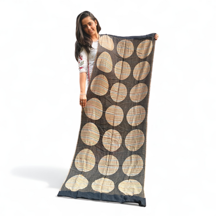 Geometric Print Wool Silk Blended Stole | Modern Design | For Women - Mojopanda Organic Store