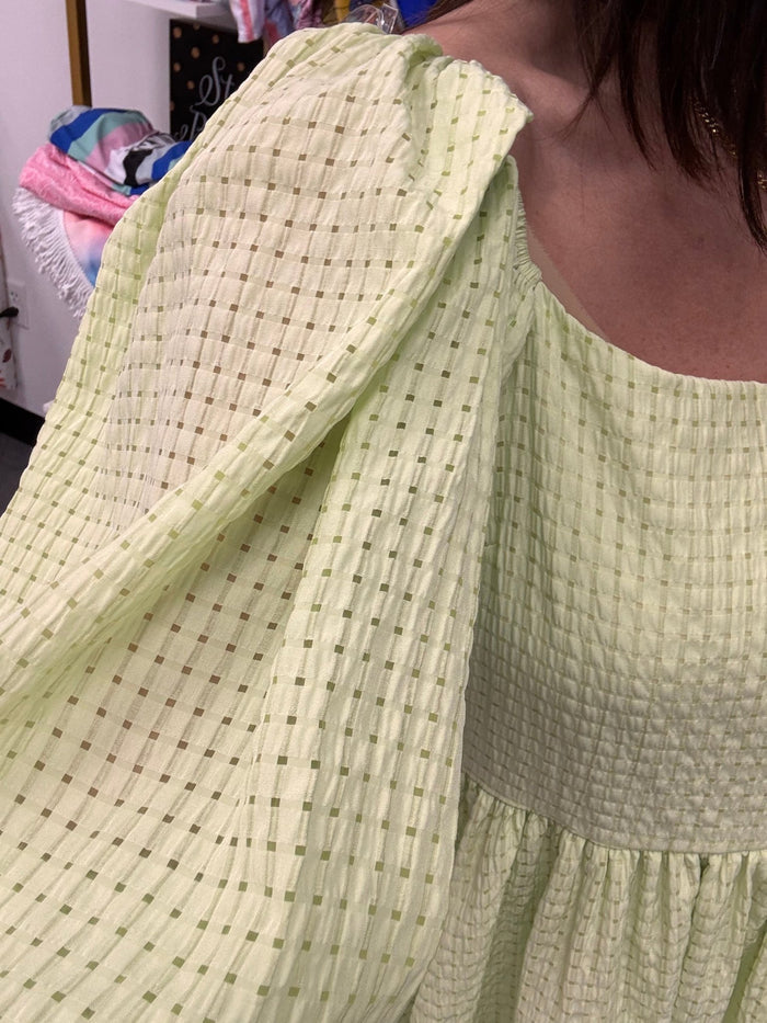 Gingham Puff Sleeve Mini Dress - Intimate Whispers