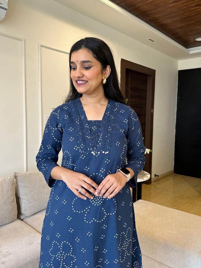 Gulshan A-line Palazzo Set- Blue