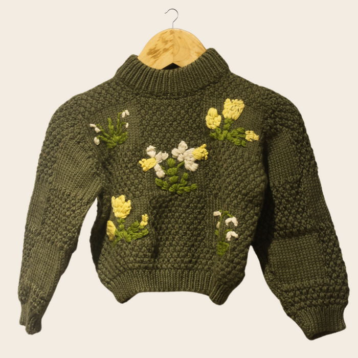 Haru Baby Pullover | Handknitted 100% Organic Wool | Allergy-Free Warm Design - Mojopanda Organic Store