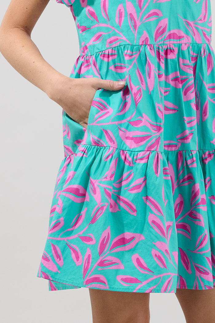 Janelly Poplin Tiered Mini Dress Palmate