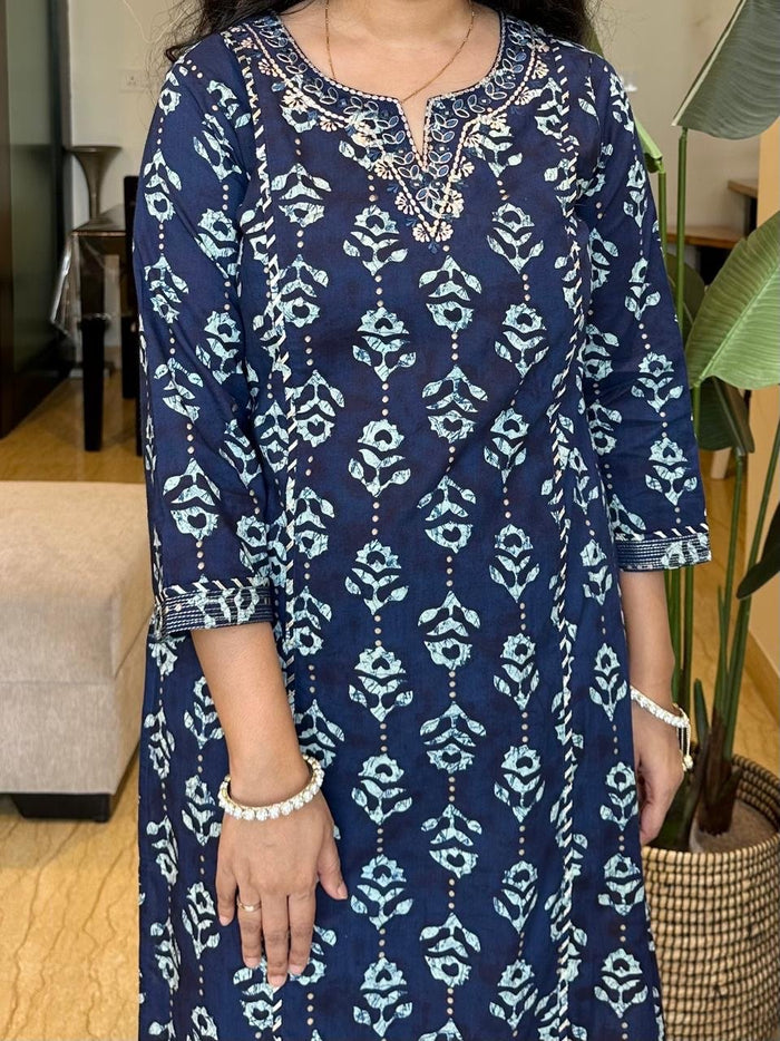 Kiara Batik Cotton Set- Indigo