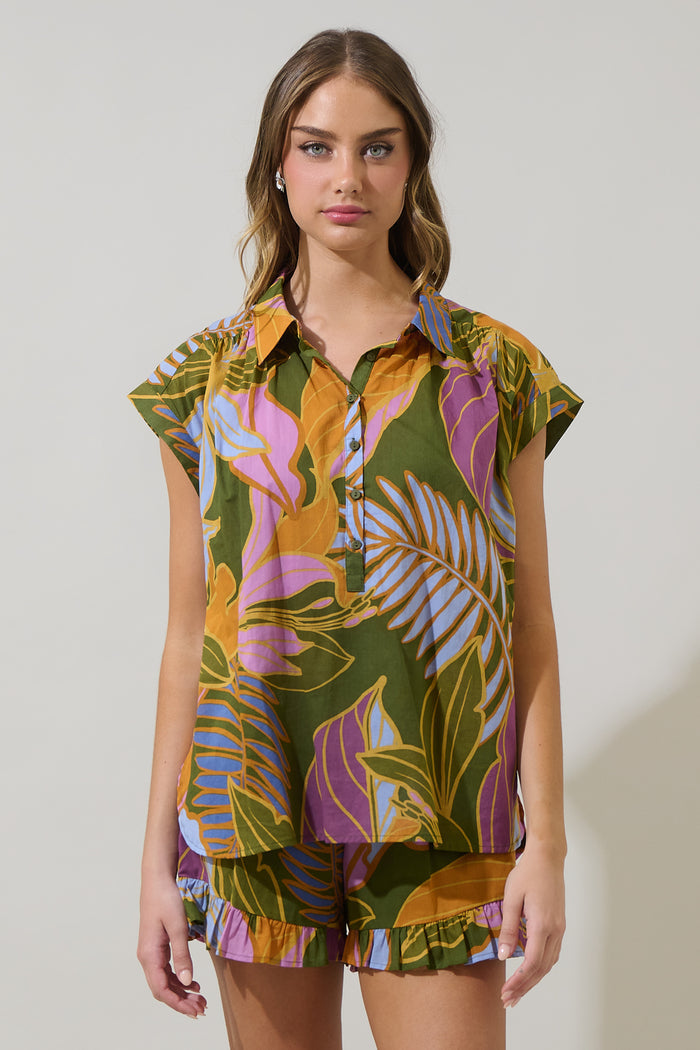 Lilburn Tropics Ramy Collared Top
