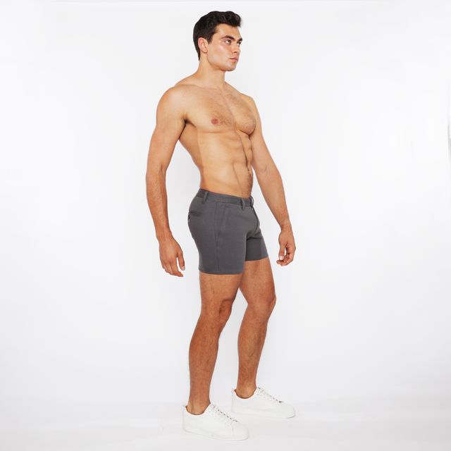 LINEN-LOOK TEXTURED SHORT W/ ZIP POCKETS