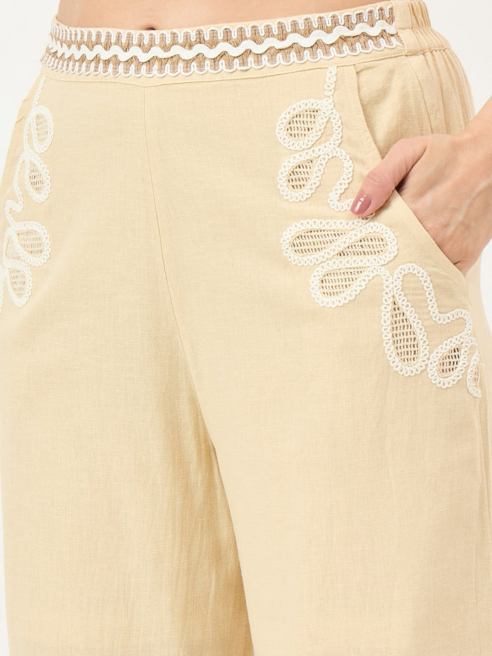 Madame Beige Embroidered Co-ord Set