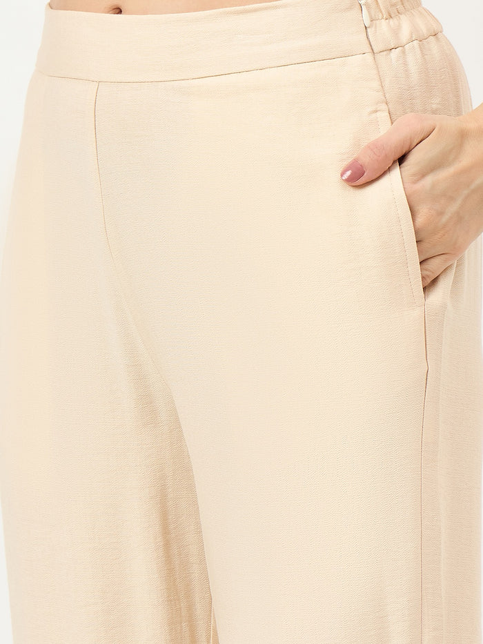 Madame Beige Rayon-Blend Co-ord Top