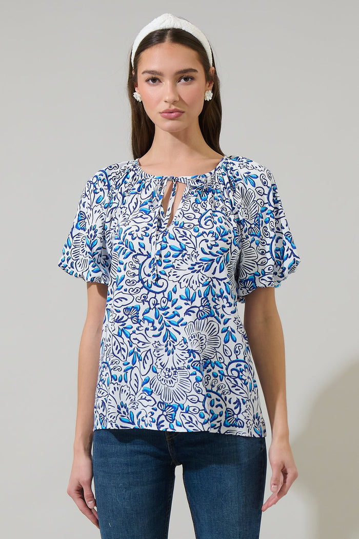 Mize Floral Overseas Balloon Sleeve Top