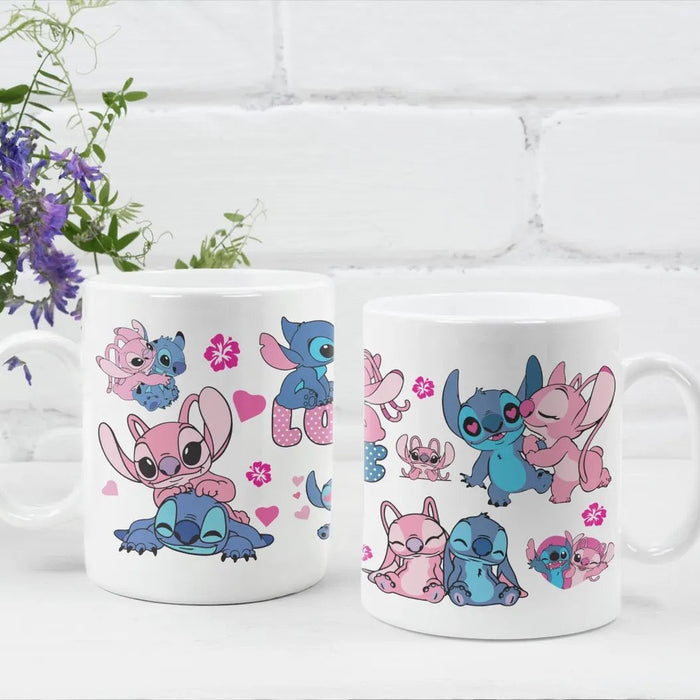 Mug kawaii style Stitch couple – cadeau amour