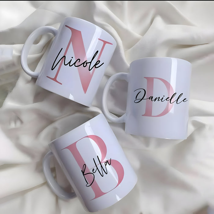 Mug personnalisé initiale et prénom – cadeau élégant