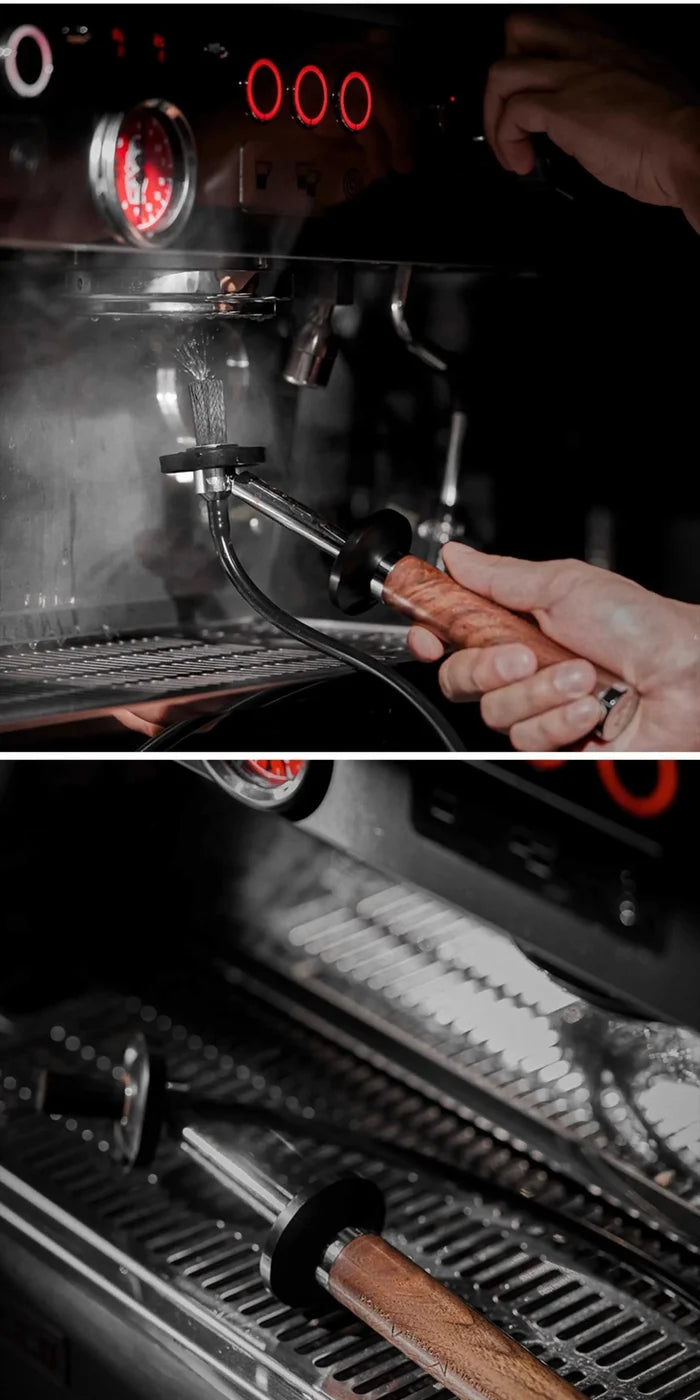 MUVNA Brew Head Steam Cleaning Brush with Solid Wood Handle.