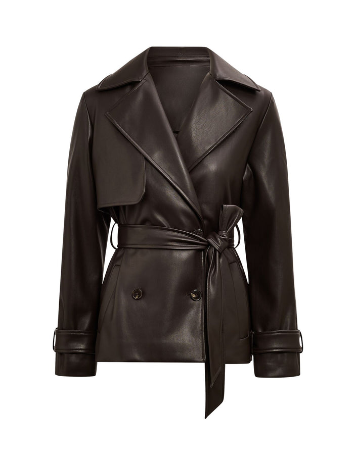 Payton Short PU Trench Coat Forever New