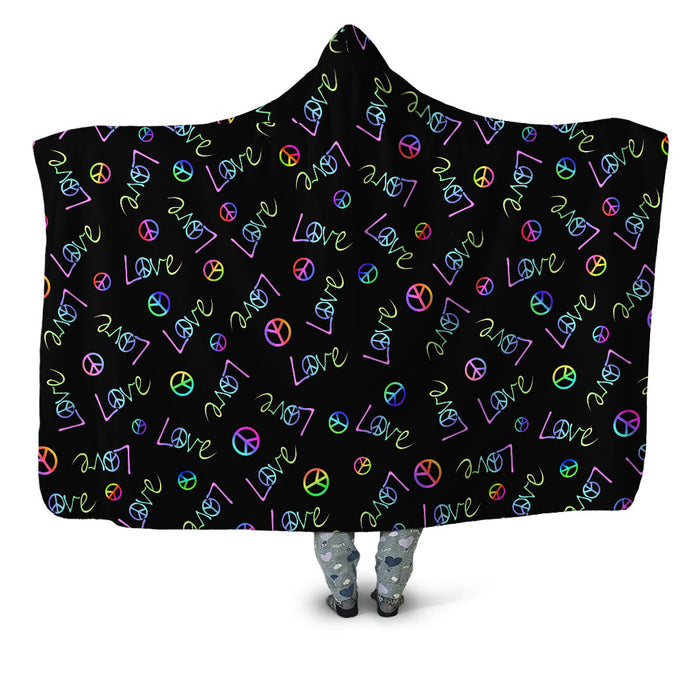 Peace and Love Hooded Blanket Sartoris Art Epic Hoodie