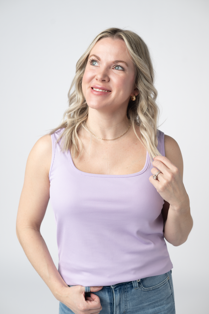 Rachel Ribbed Tank - Lavender by Michelle Mae