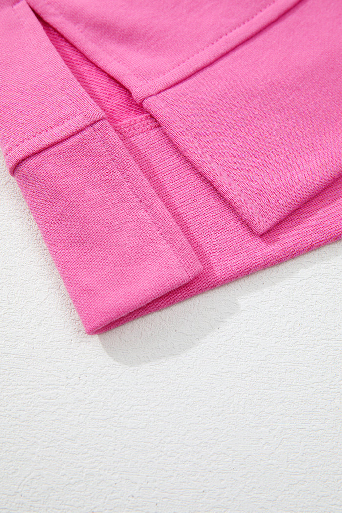 Sachet Pink Contrast Flower Drop Shoulder Loose T Shirt - Tops/Tops & Tees