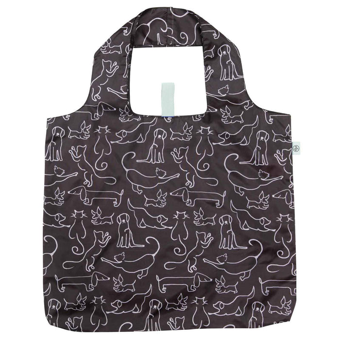 Shopping Bag Dog & Cat Brown blu Reusable