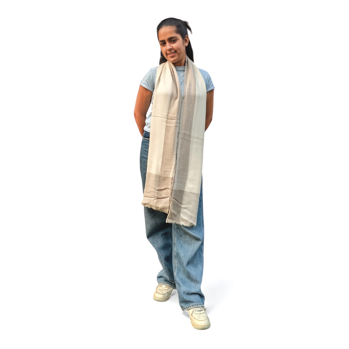 Soft Natural Grey Viscose Stole – Elegant Lightweight Wrap for All Seasons - Mojopanda Organic Store