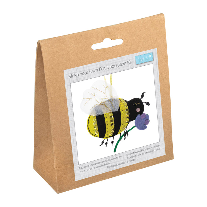 Trimits Felt Decoration Kit Bee, 2x6x13cm, Includes Pre-Cut Felt, Stuffing, Beads, Thread, and Instructions