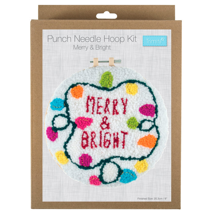 Trimits Punch Needle Kit Yarn and Hoop: Christmas Merry & Bright, 20.3cm Diameter, Includes Yarn, Hoop, Fabric, Punch Needle, and Instr...
