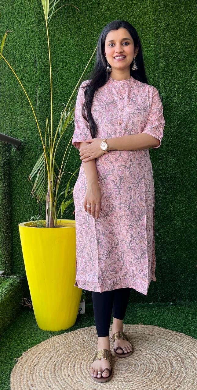 Weekend Cotton Kurta- Pastel Pinks