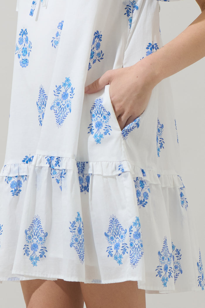 Yila Floral Kuna Tiered Mini Dress