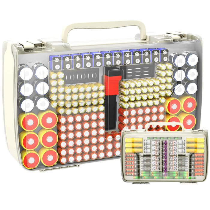 269-Slot Battery Organizer Case with Tester | ALKOO – White – protective case product view