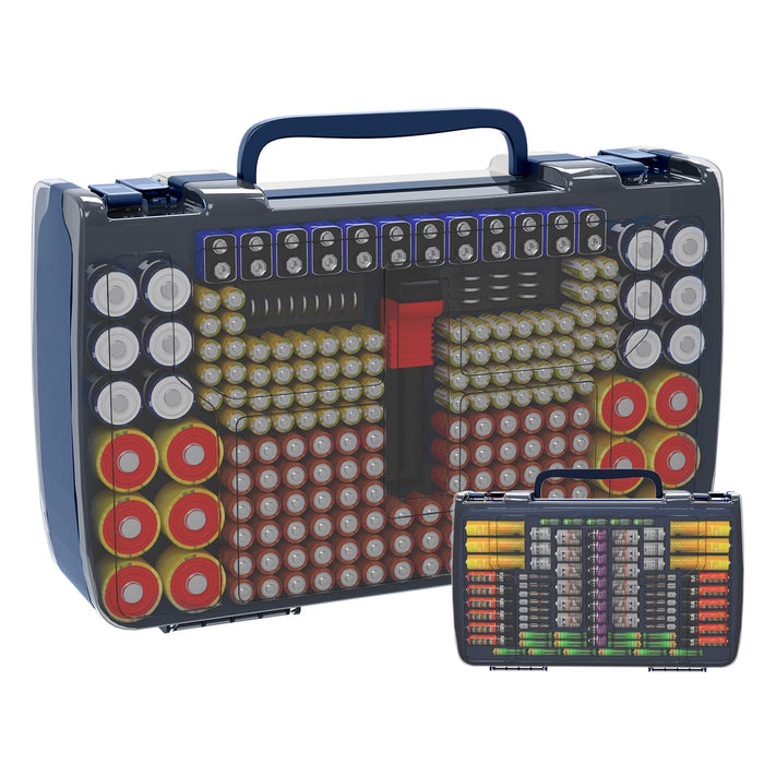 269-Slot Battery Organizer Case with Tester | ALKOO – Blue – protective case product view