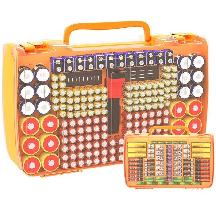 269-Slot Battery Organizer Case with Tester | ALKOO – Yellow – protective case product view
