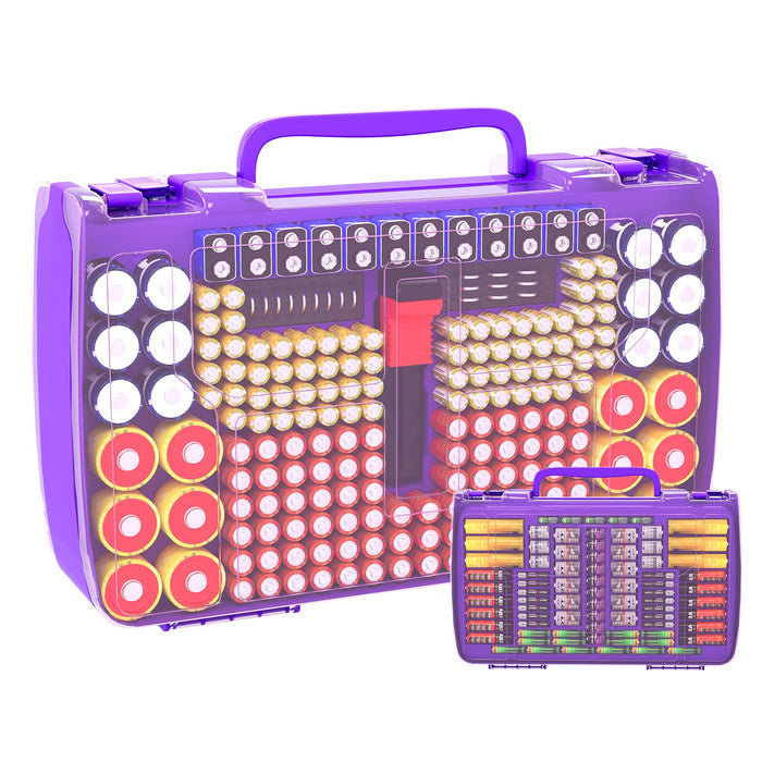 269-Slot Battery Organizer Case with Tester | ALKOO – Purple – protective case product view