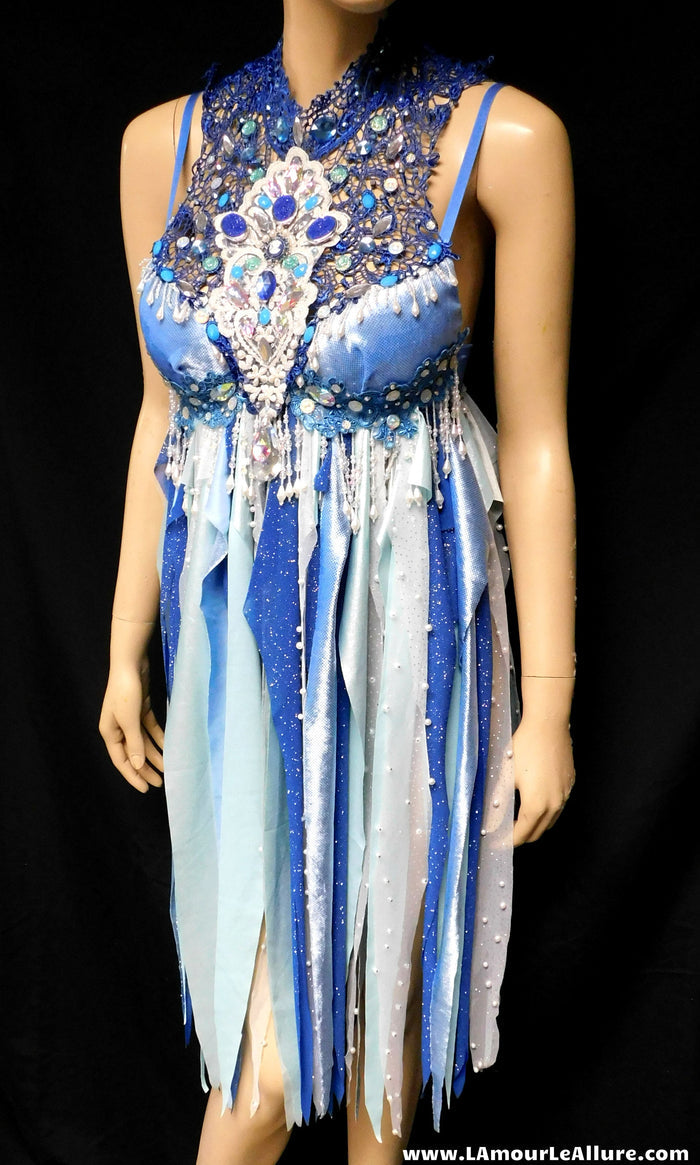 32B Ready to Ship Whimsical Blue Lace Water Fairy Babydoll Dress Bra Costume