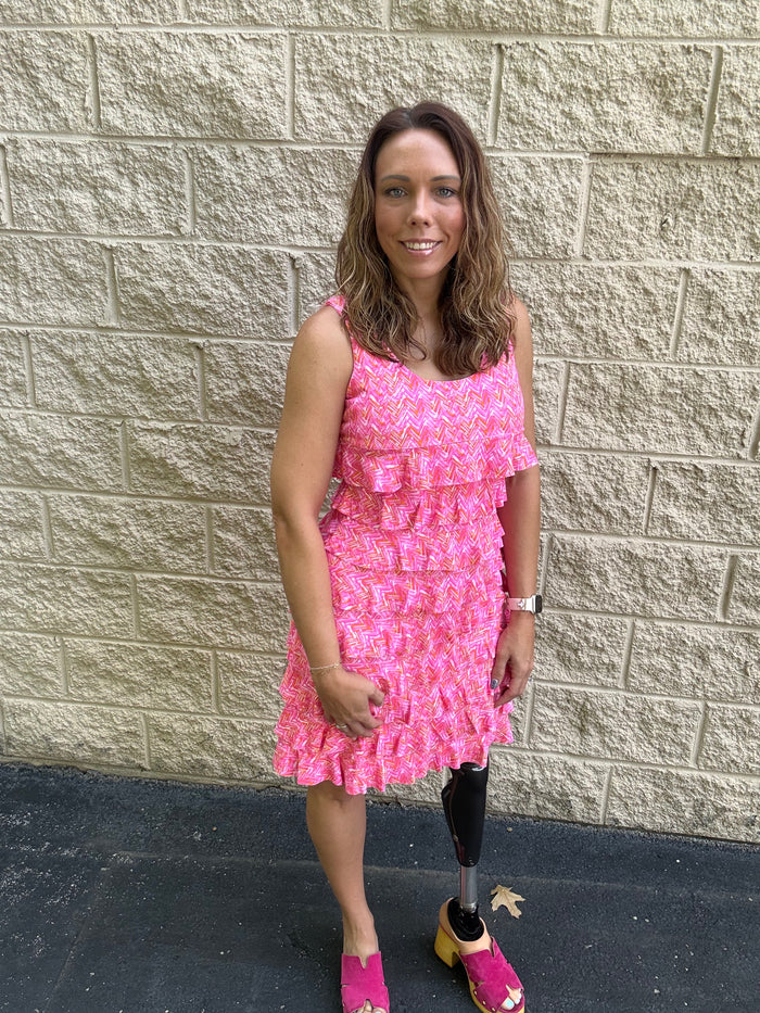 Lulu B Sleeveless Cha Cha Dress in Coral Mosaic | UPF 50+ Luxury Sun Protection