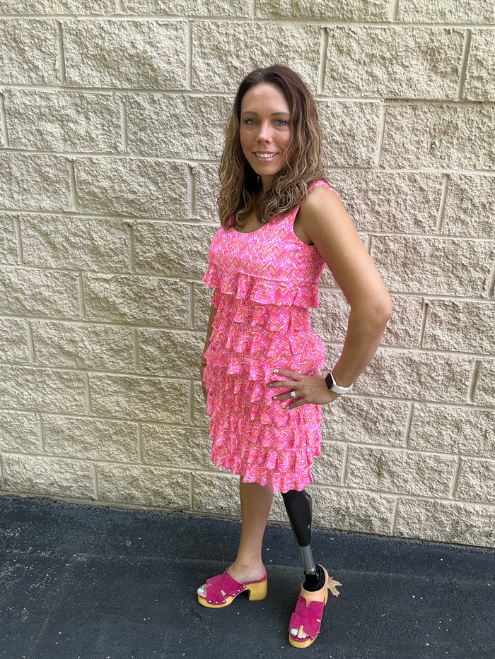 Lulu B Sleeveless Cha Cha Dress in Coral Mosaic | UPF 50+ Luxury Sun Protection
