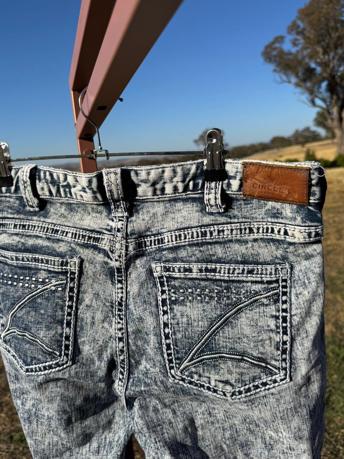 CIRCLE L ACID WASH JEANS 12/38