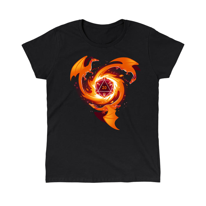 Classic Cotton T-shirt_TeeTurtle black A Dragon Appears t-shirt featuring three dragons flying around a D20.