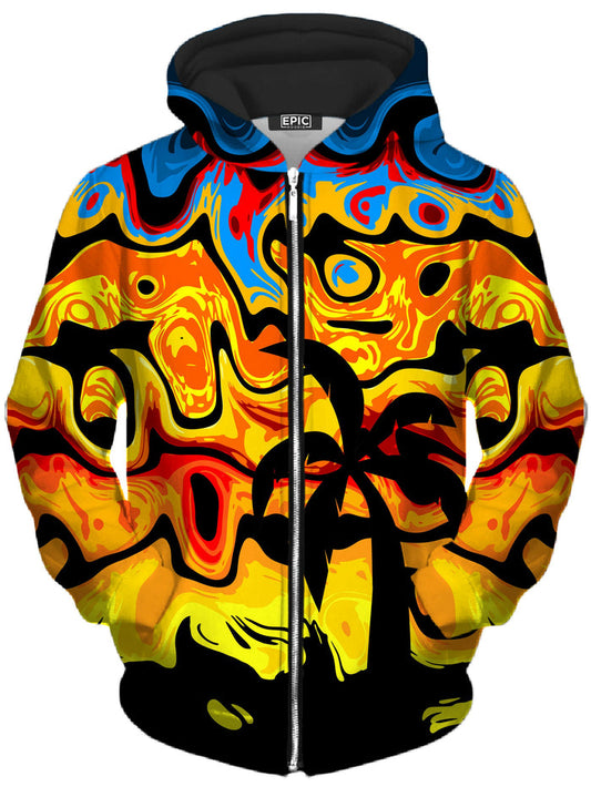 Abstract Summer Sunset Unisex Zip-Up Hoodie Sartoris Art Epic Hoodie