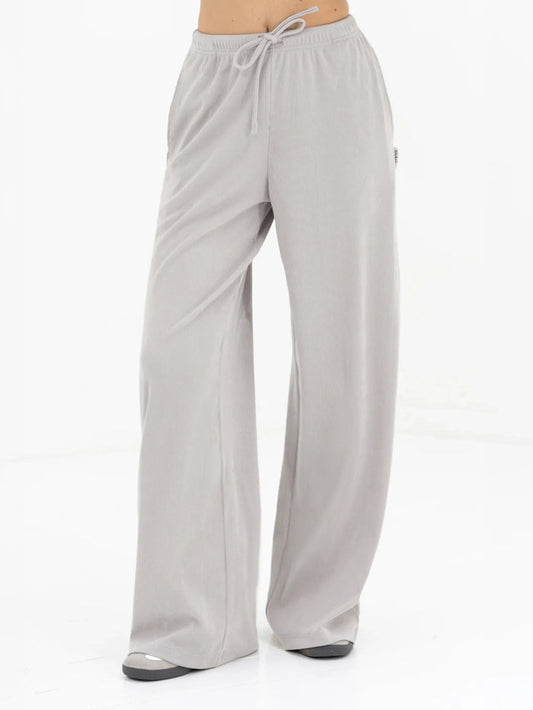 Alma Wide Leg Trousers - Light Grey
