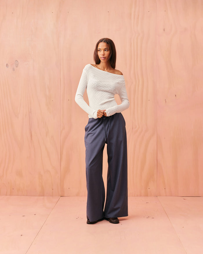ANDIE SUIT PANT DENIM PINSTRIPE