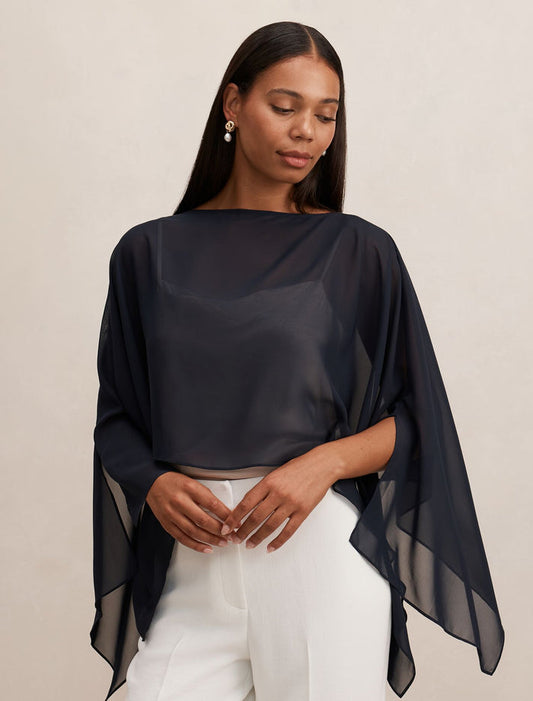 Arianna Chiffon Cape 0 Midnight Navy Forever New