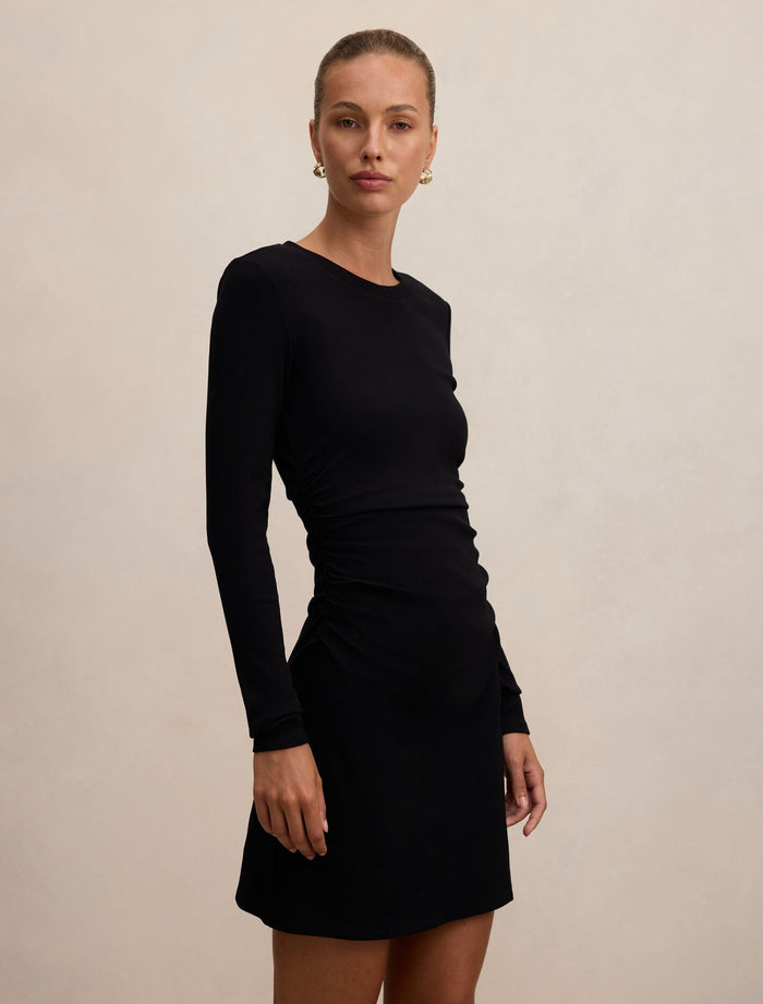 Ash Long Sleeve Ribbed Mini Dress Forever New