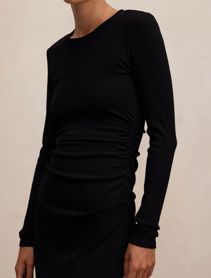 Ash Long Sleeve Ribbed Mini Dress Forever New