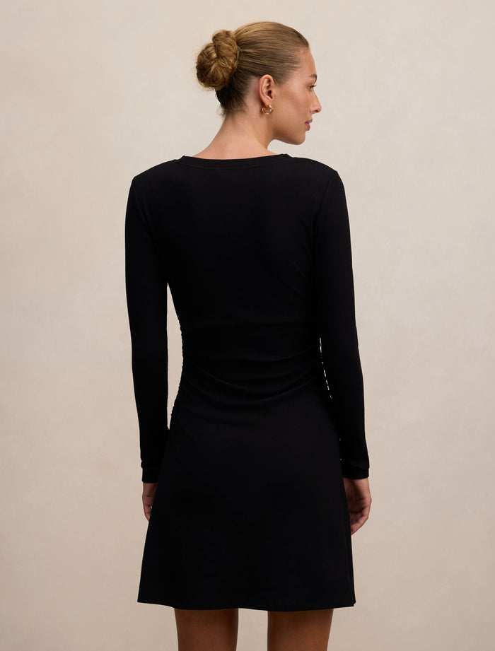 Ash Long Sleeve Ribbed Mini Dress Forever New